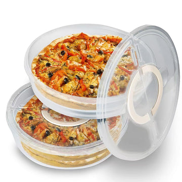 ZLMXXT Pizza Storage Container, 12 Inch Round with Lid and Handle, Clear 2 Pack