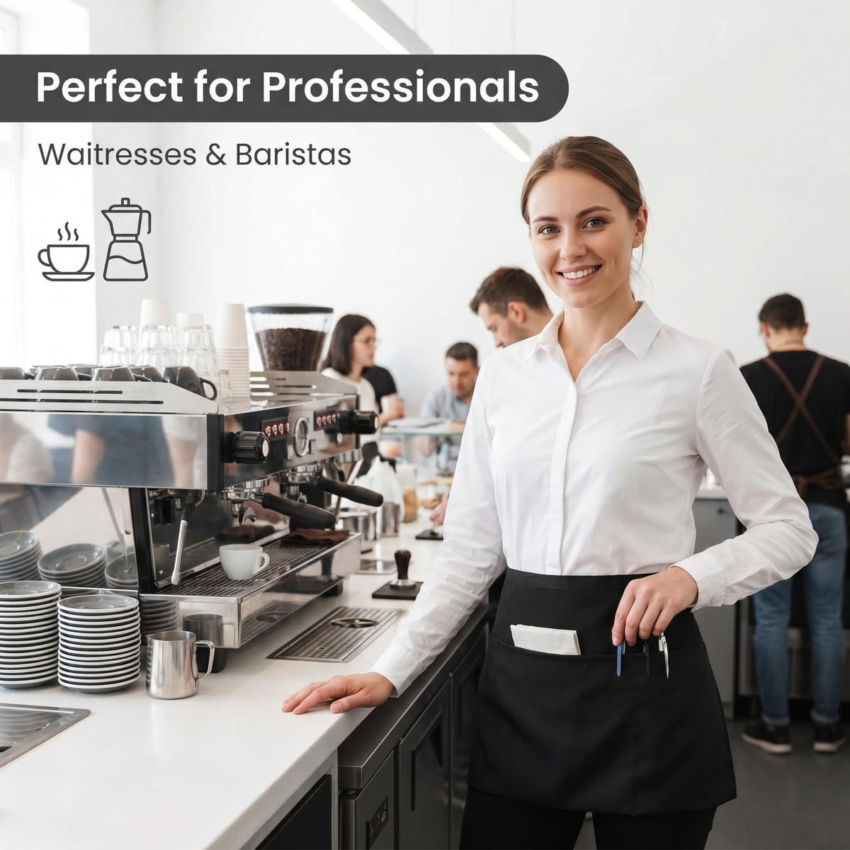 Black Waist Server Apron by Generic – Multicolor, Model 1pc