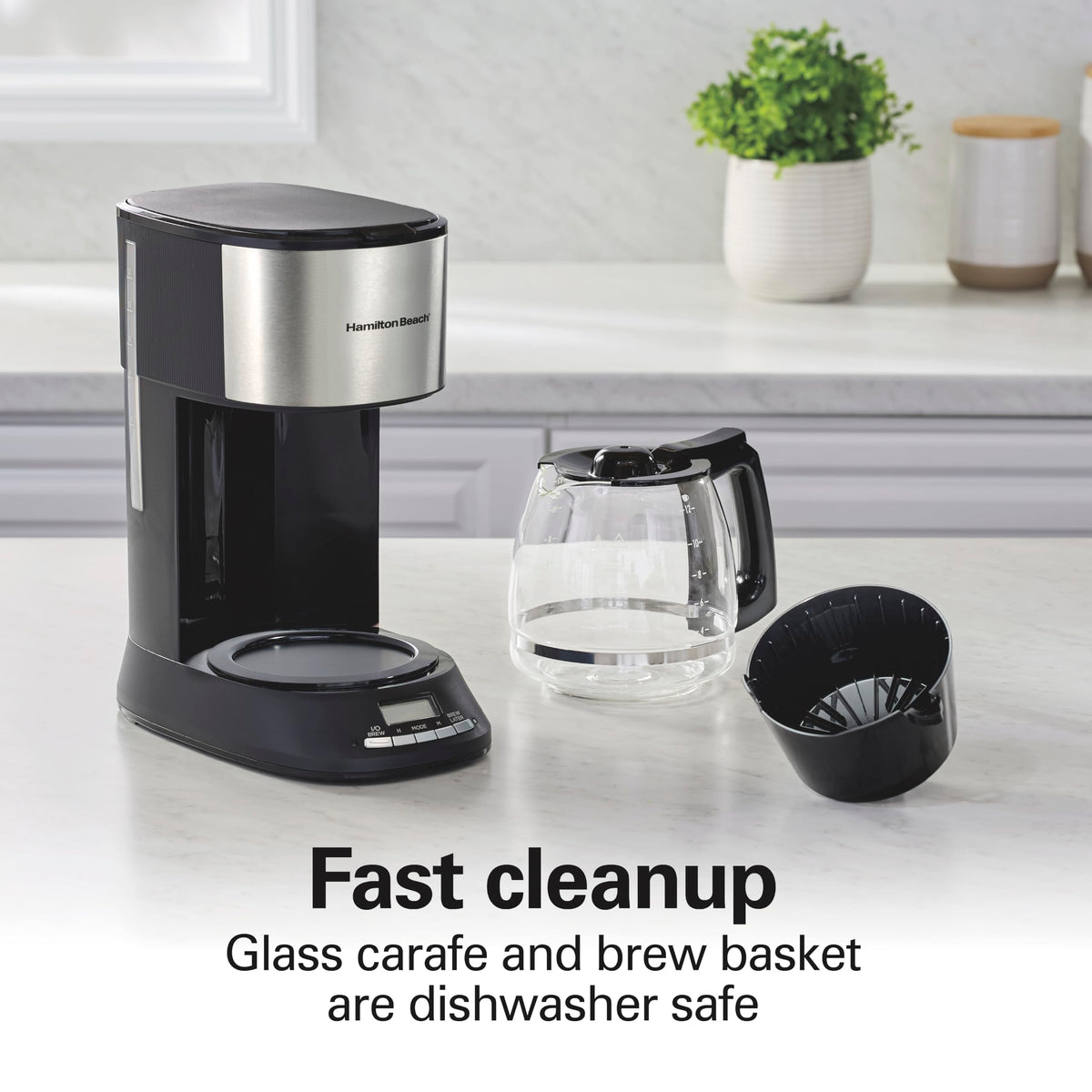 12 Cup Programmable Drip Coffee Maker With 3 Brew Strengths by Hamilton Beach – 12 Cups, 60.0 fluid_ounces, te Glass, Matte Black, Model 46280J