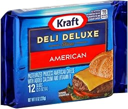 Kraft Deli Deluxe American Sliced Cheese, 8 Ounce - 12 per case.