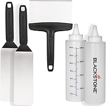 Essential 5 Piece Griddle Toolkit | Blackstone® Griddle Spatula, Bottle, Scraper - Stainless Steel, Dishwasher Safe