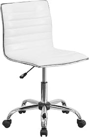 Flash Furniture Low Back Designer Armless White Ribbed Swivel Task Office Chair | Low-Back, Ribbed Design