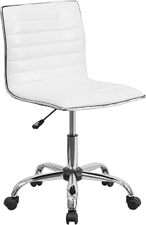 Flash Furniture Low Back Designer Armless White Ribbed Swivel Task Office Chair | Low-Back, Ribbed Design