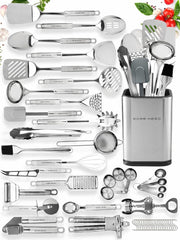 Home Hero Kitchen Utensil Set, Stainless Steel Tools, 54 Piece Silver