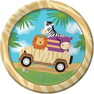 Creative Converting 8 Count Safari Adventure Sturdy Style Paper Lunch Plates, 7", Multicolor