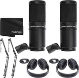 Zoom ZDM-1 Dynamic Microphone + On Stage Broadcast/Webcast Boom Arm + Stereo Headphones + Cleaning Cloth (2 Person Mic Bundle)