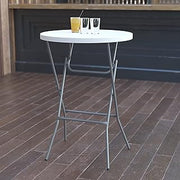 Flash Furniture 2.6 ft Plastic Round Folding Table, Granite White, 8-Pack | Bar Height