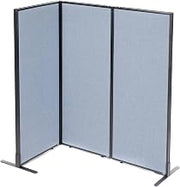 Global Industrial 24-1/4"W x 60" H Freestanding 3-Panel Corner Room Divider, Blue