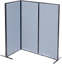 Global Industrial 24-1/4"W x 60" H Freestanding 3-Panel Corner Room Divider, Blue