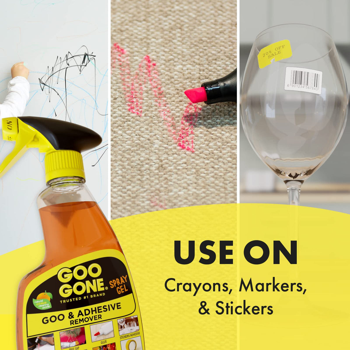 Adhesive Remover Spray Gel by Goo Gone – 12 Fl Oz (Pack of 8 + Sticker Lifter), orange, Pack of 8, Model 2206ZBP