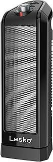 Lasko Oscillating Ceramic Tower Space Heater for Home with Overheat Protection, Adjustable Thermostat, and 2 Speeds, 15.7 Inches, Black, 1500W, CT16450