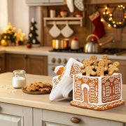 Chunful Gingerbread House Cookie Jar, Ceramic, Brown and White