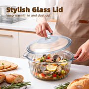 Luvan Round Glass Casserole, 2.4L Borosilicate, Transparent