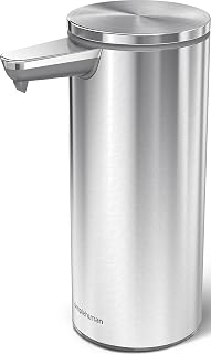 simplehuman 9 oz. Touch-Free Rechargeable Sensor Liquid Soap Pump Dispenser, Brushed Stainless Steel