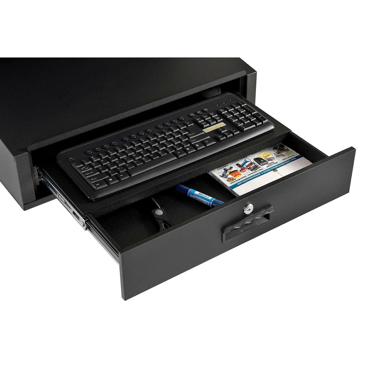 LCD Counter Top Security Computer Cabinet by Global Industrial – 24.5"W x 22.5"D x 29.5"H, Steel, Black, Model 239114BK