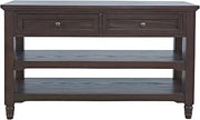 Jofran Brentwood Modern Transitional 50" Sofa Console Table with Drawers and Storage Shelves,Dark Brown
