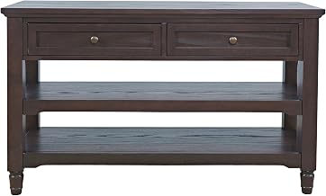Jofran Brentwood Modern Transitional 50" Sofa Console Table with Drawers and Storage Shelves,Dark Brown