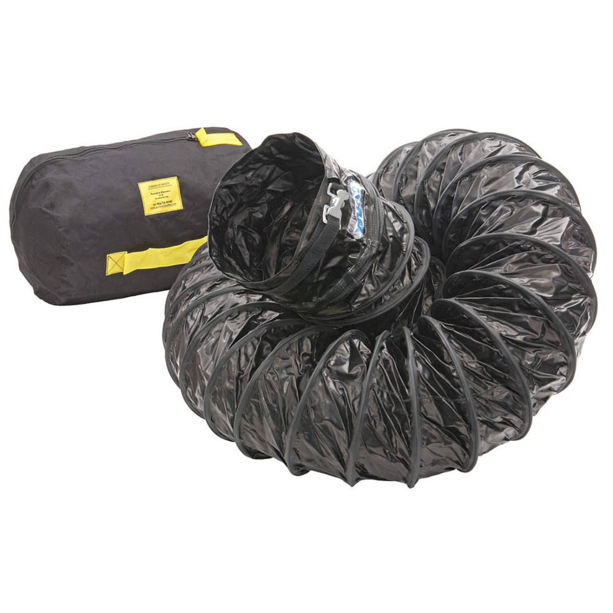 12" Conductive Duct 15'L with Strap by Euramco Safety – 14"L x 14"W x 12"H, Conductive PVC, Black, Model FDT1215CBB
