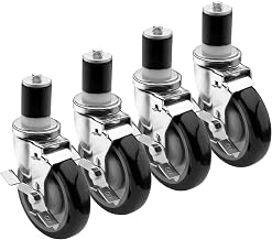 Krowne 28-125S Krowne 1 5/8" Stem Caster, Swivel with Brake, 3" Diameter, 220 lbs per Caster Load Capacity, Grease Resistant, Raises Height of Equipment 4" (Set of 4)‌‍‌‌‌‌‍‌‌‌‌‍‌‌‌‍