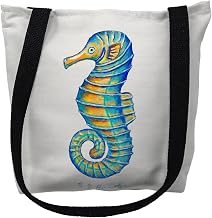 Betsydrake TY089S 13 x 13 in. Rays Seahorse Tote Bag - Small Black