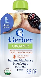 Gerber Organic Banana Blueberry Blackberry Oatmeal, 3.5 Oz, 12 Pack
