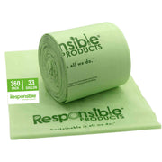Compostable Tall Kitchen Trash Bags 33 Gallon - Heavy Duty Multipurpose Bin Liners for Food Scraps by Responsible Products – Pack of 360