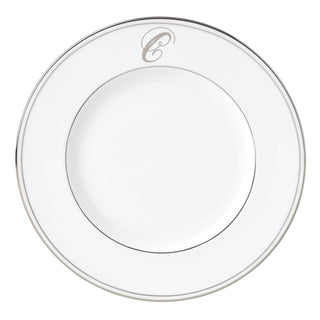 Federal Platinum Script Monogram Dinnerware Accent Plate by Lenox – Medium, Bone China, Letter C, Model 870206
