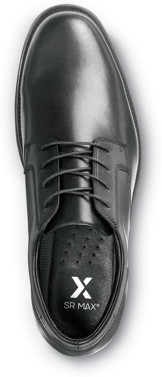 Men's Black Hallsboro MaxTrax Soft Toe Dress Shoe (7.5 EW) by SR Max – 7.5 X-Wide, Leather, Black