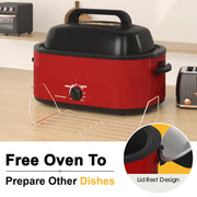 RoyalCraft Electric Roaster Oven, 26 Quart Capacity, Red