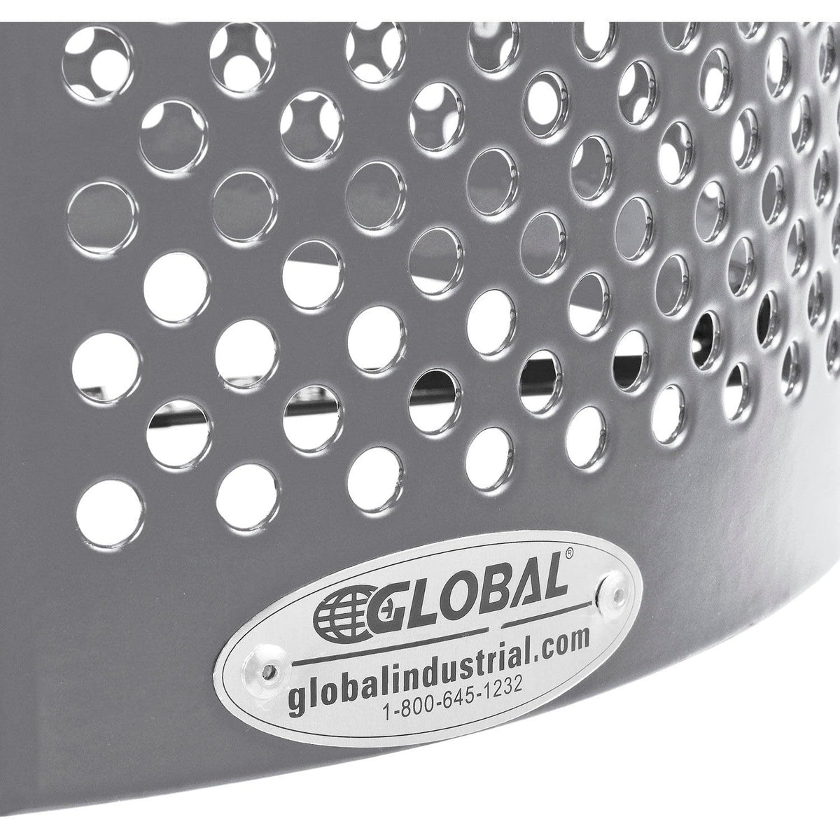 36 Gallon Thermoplastic Coated Perforated Receptacle w/Dome Lid by Global Industrial – Steel, Gray, Model 261949GY