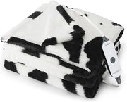 Sunbeam Heated Throw Blanket Faux Fur 4 Heat Cow Print 50x60
