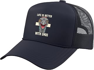 Bird Life is Better with Emus, Cheeky Emu Portrait Trucker Hat with Adjustable Mesh Back
