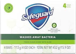 Safeguard Fresh Clean Scent with Aloe Bar Soap, 4 Ounce, 4 Pack