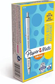 Paper Mate InkJoy 700RT Retractable Ballpoint Pens, Medium Point, White Barrel, Black Ink, 12 Count - Office Supplies, Journaling, Writing Essentials