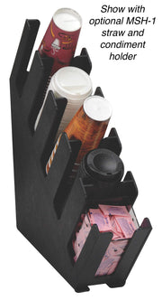 Five Section Countertop Cup and Lid Organizer and Holder by DISPENSE-RITE – 21 x 5 x 23 inches, Polystyrene, Black, Model LID-5BT