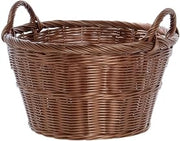 HUBERT Round Storage Basket with Handles, Dark Beige - 18" Dia x 10" H