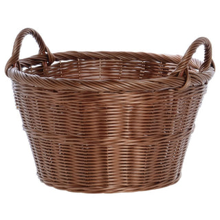 Round Storage Basket with Handles by HUBERT – 18" Dia x 10" H, Plastic, Dark Brown, Model K780/18RDB