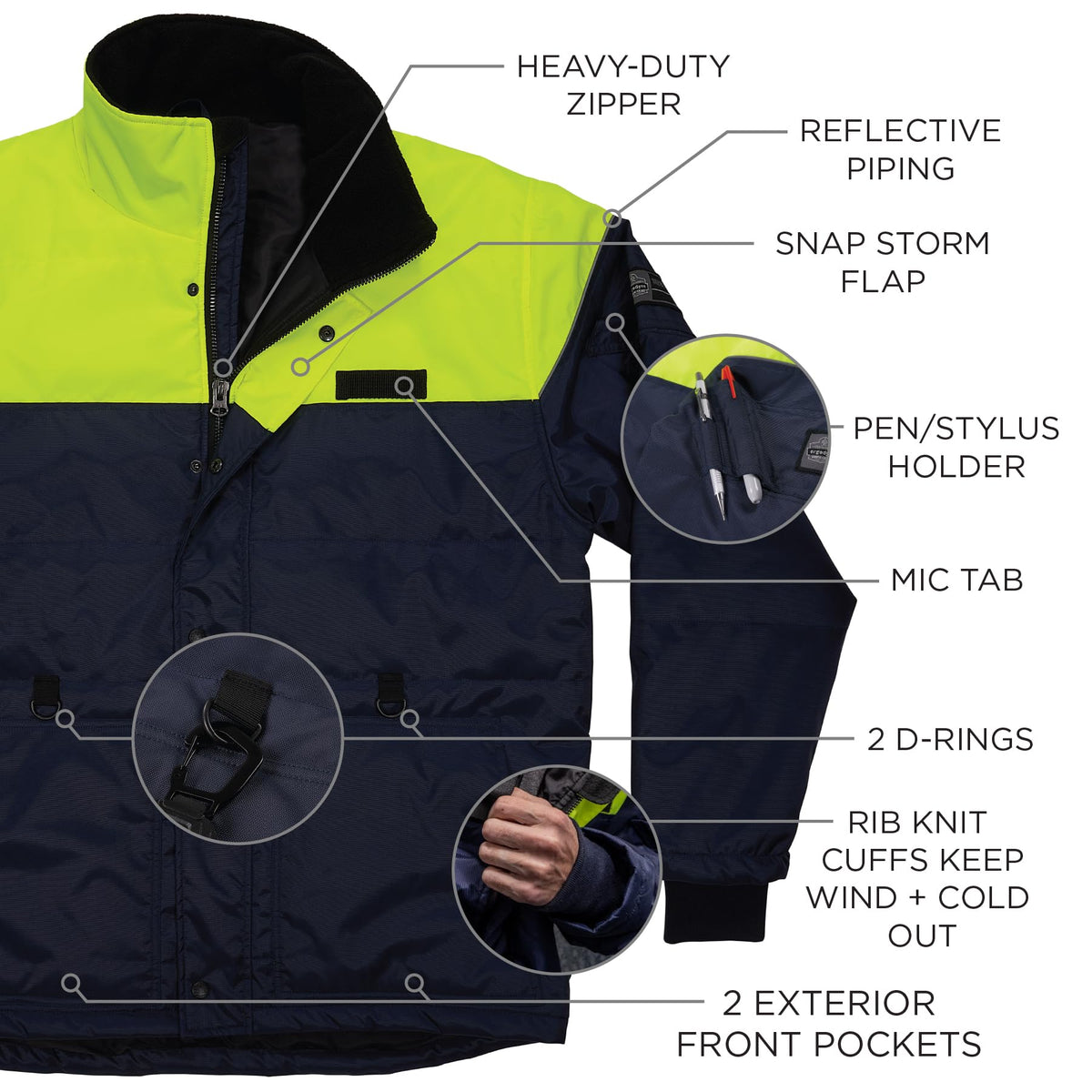 Ergodyne X-Large / Navy / Insulated Freezer Jacket Clothing