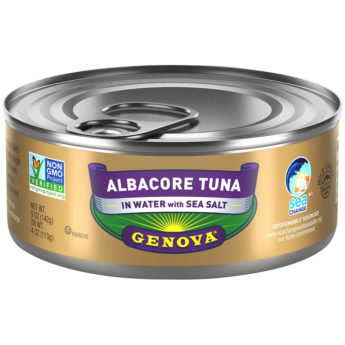 Albacore Tuna in Water with Sea Salt 5 oz. Can (Pack of 12) by Genova – 5 Ounce (Pack of 12), Pack of 12