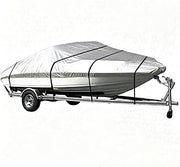 Boat Cover for Thunder Jet Luxor 200 OB 2015-2025, Oxford Fabric Marine Storage Cover with Elasticized Hem for All-Season Use, Outdoor Protective Design for V-Hull Boat,B Silver