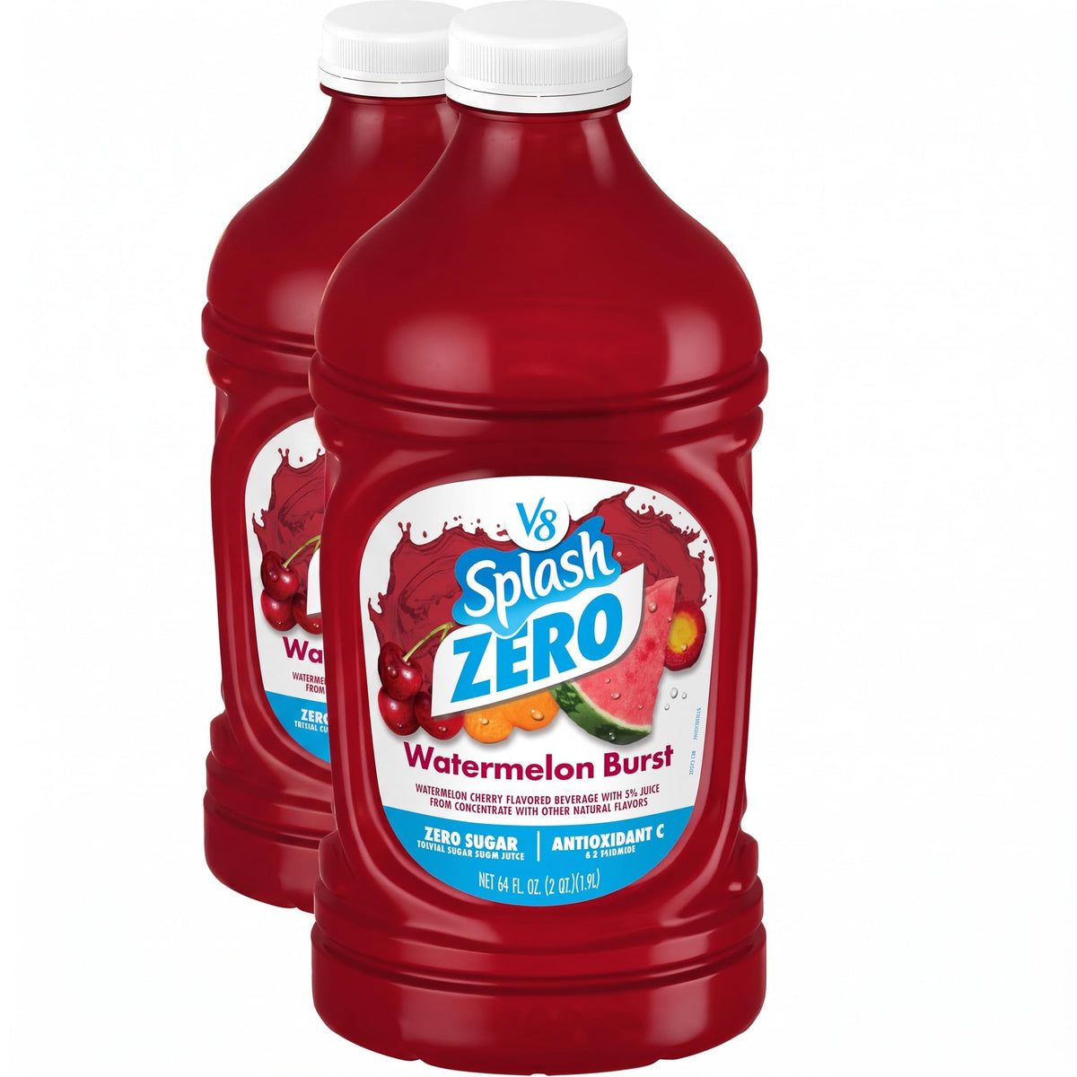 Zero Sugar Watermelon Burst Flavored Beverage by V8 Splash – 64 Fl Oz (Pack of 2), Pink/Red, Model 200000029792