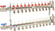 SharkBite 11 Loop Radiant Heating Manifold, Push to Connect Brass Plumbing Fitting, PEX Pipe, PE-RT, 24938