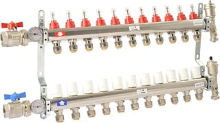 SharkBite 11 Loop Radiant Heating Manifold, Push to Connect Brass Plumbing Fitting, PEX Pipe, PE-RT, 24938