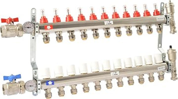 SharkBite 11 Loop Radiant Heating Manifold, Push to Connect Brass Plumbing Fitting, PEX Pipe, PE-RT, 24938