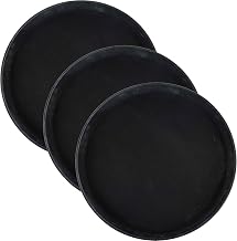 Winco TFG-14K Round Fiberglass Tray with Non-Slip Surface, 14-Inch, Black (Set of 3)