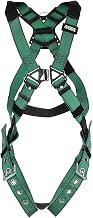 MSA 10197215 V-Form Full Body Safety Harness - Size: Standard (Medium), D-Ring Configuration: Back/Hip, Tongue Buckle Leg Straps, Color: Green, Full Body Harness, Durable