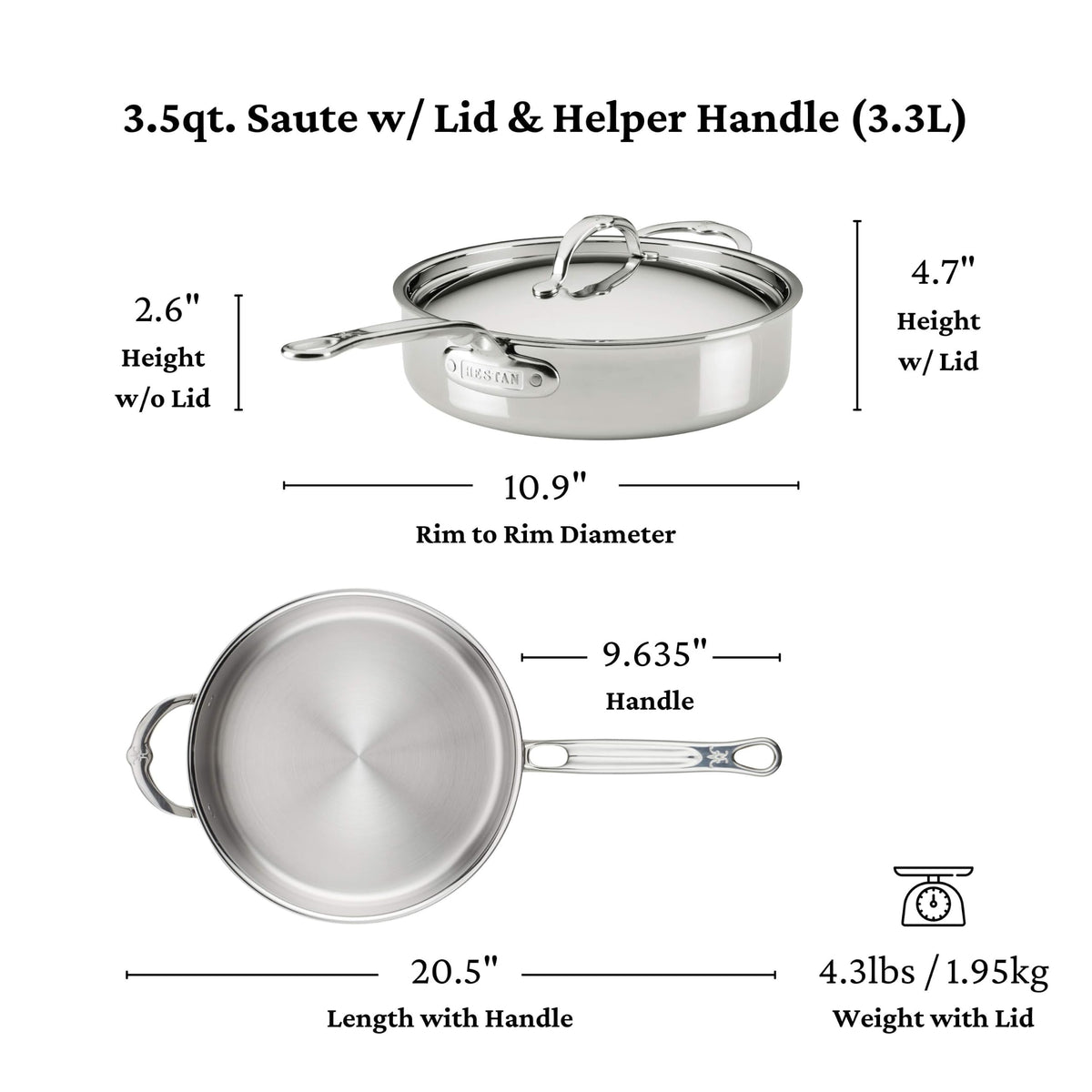 ProBond Luxe 5-Piece Professional Clad Stainless Steel Cookware Set by Hestan – Medium, Stainless Steel, Multicolor, Model 31767