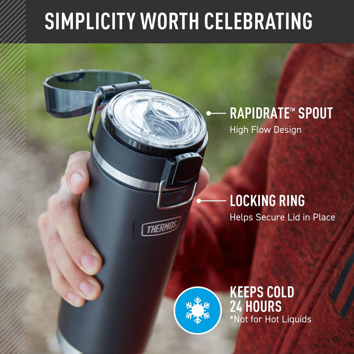 ICON SERIES by THERMOS – 24 Ounces, 24.0 fluid_ounces, Stainless Steel, White, Model IS2252WH4