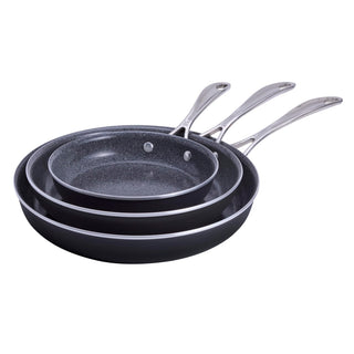 Capri Ceramic 3-pc Aluminum Ceramic Nonstick Fry Pan Set by HENCKELS – 3-pc, Aluminum, Gray, Pack of 3, Model 1033014