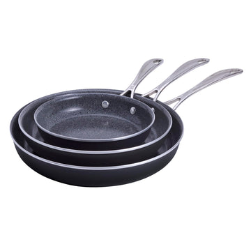 Capri Ceramic 3-pc Aluminum Ceramic Nonstick Fry Pan Set by HENCKELS – 3-pc, Aluminum, Gray, Pack of 3, Model 1033014